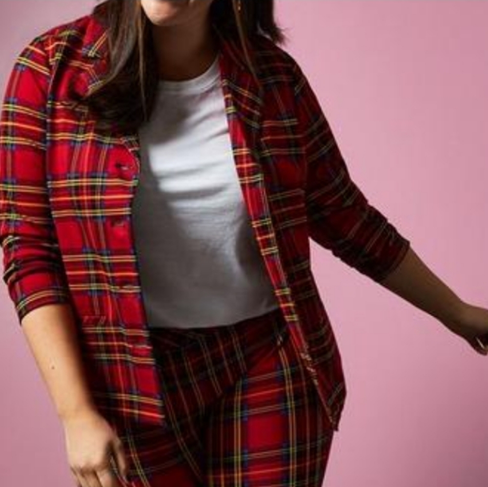Torrid × Betsey Johnson Red Plaid Ponte Knit Blazer